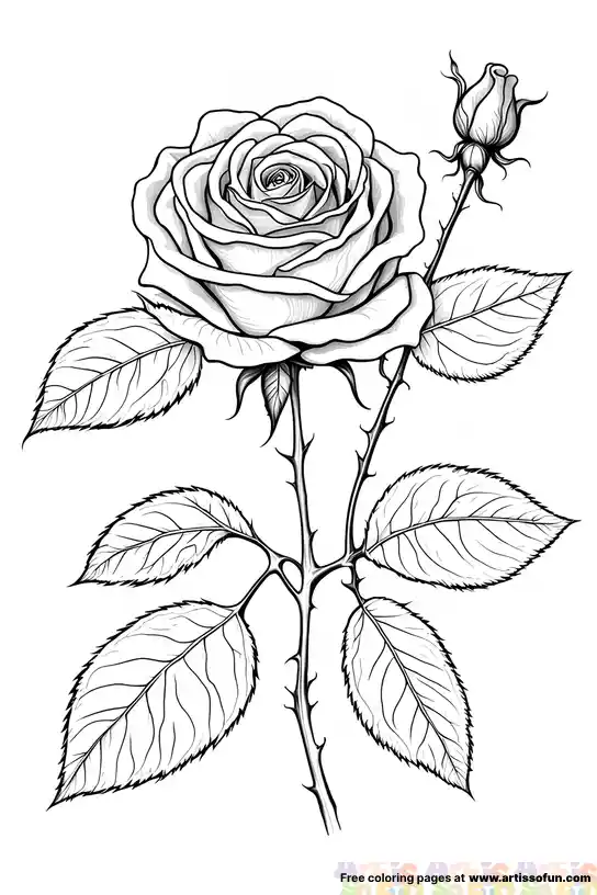 A strand of Rose coloring page