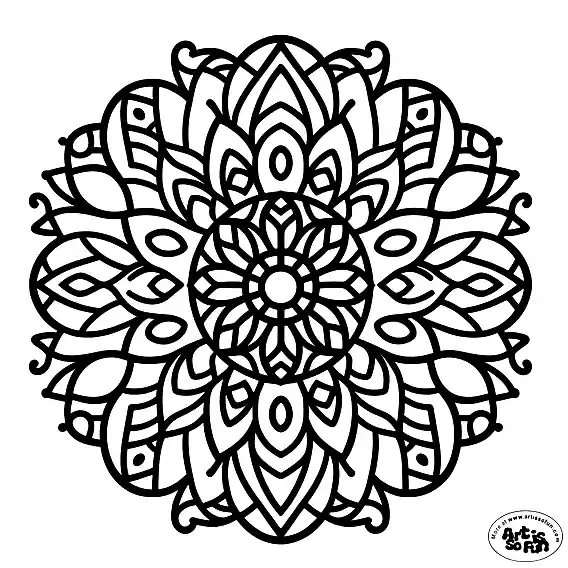 Abstract thick lines mandala coloring page