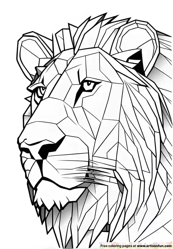 African Lion Cubism Art Headshot result scaled 1