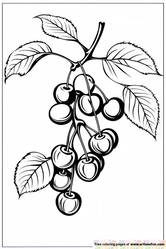 Cherry coloring page