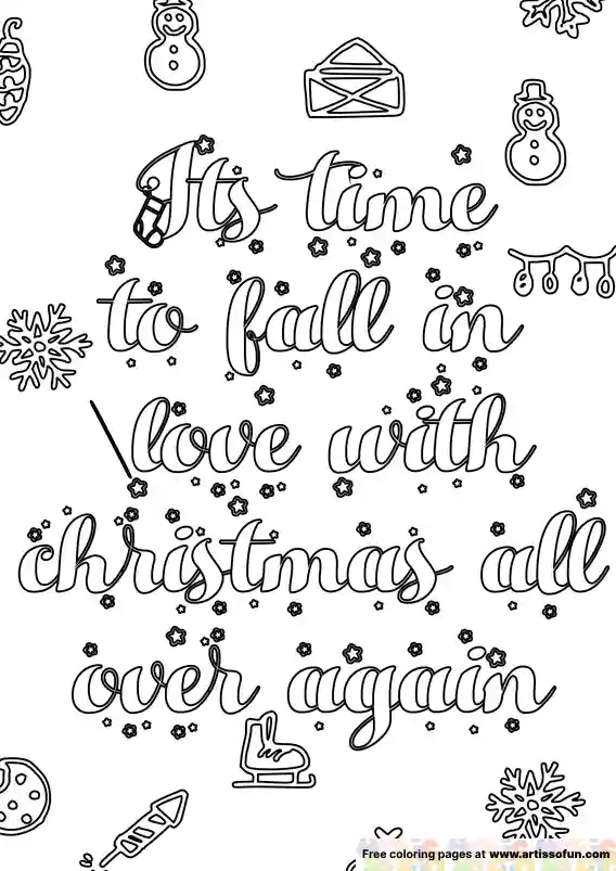 Its time to fall in love with christmas all over again, christmas coloring page