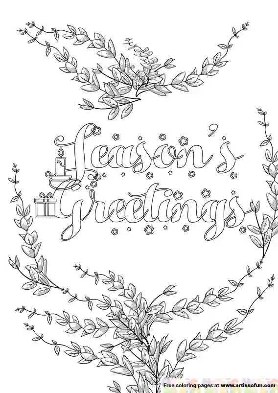 Season's greeting free coloring page