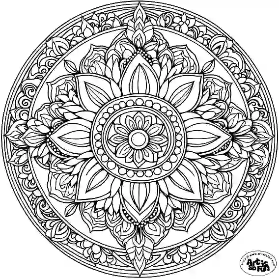 intricate Floral mandala coloring page for adult