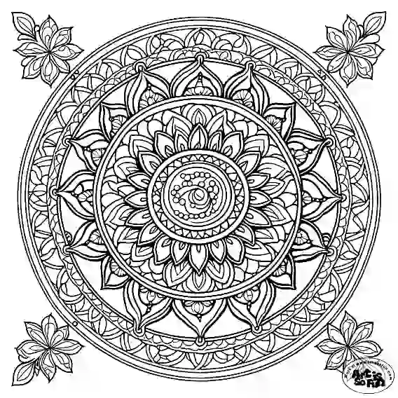 Floral mandala coloring page for adult