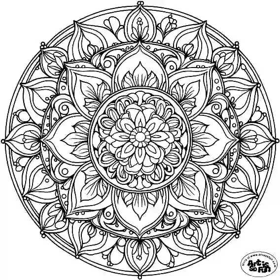 Floral mandala coloring page for adult
