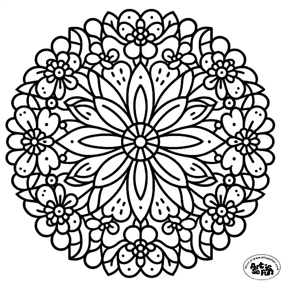 Floral geometric mandala coloring page