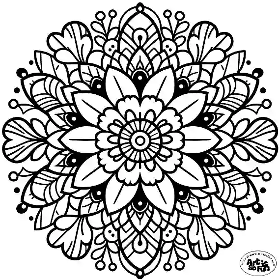 Floral geomtric mandala coloring page