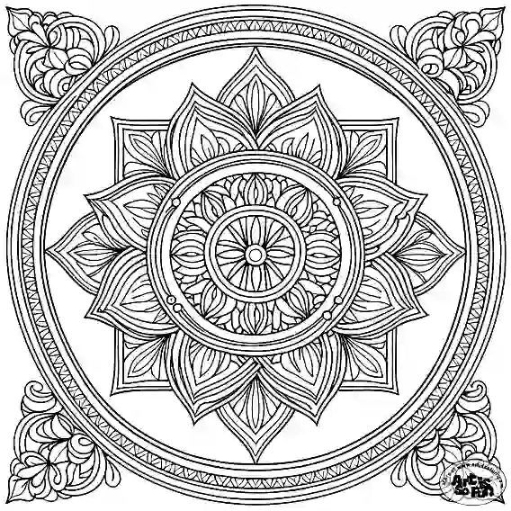 Abstract mandala coloring page