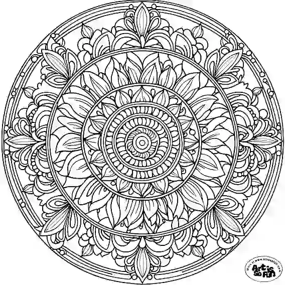 Intricate Floral mandala coloring page for adult