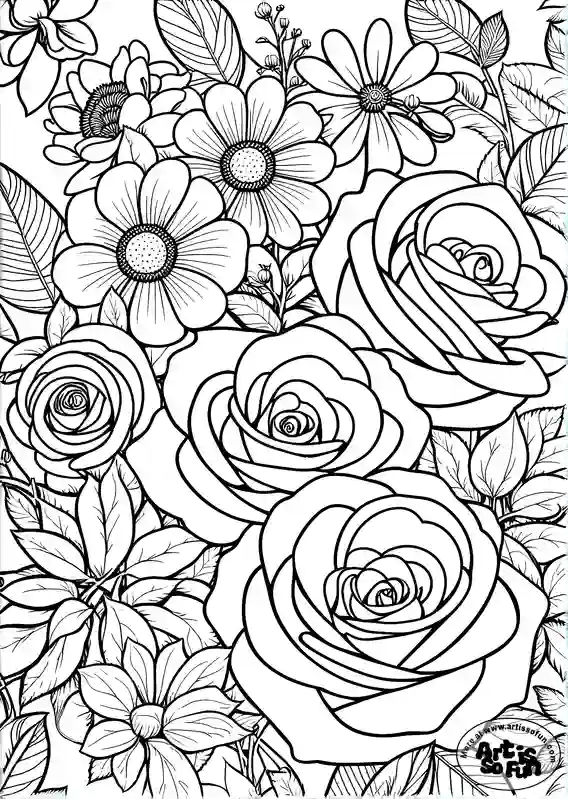 Assorted Flowers coloring page