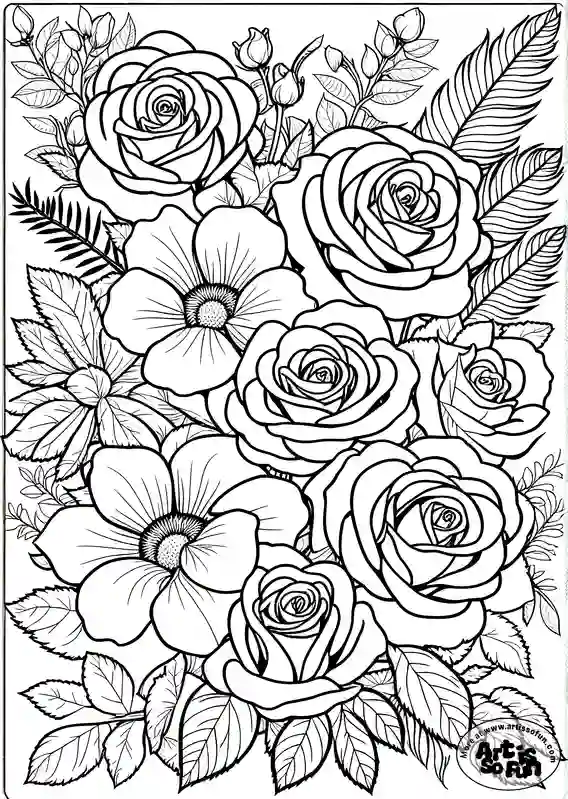 Assorted Flowers coloring page