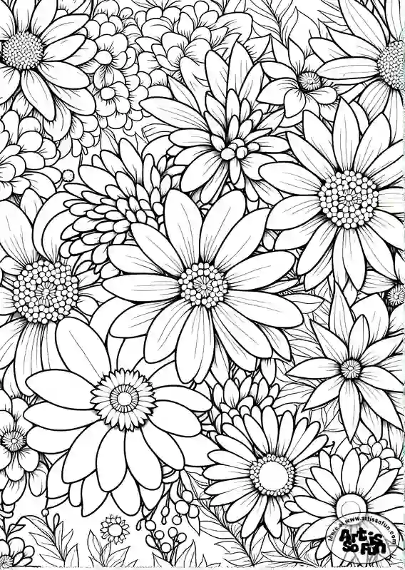 Assorted Flowers coloring page