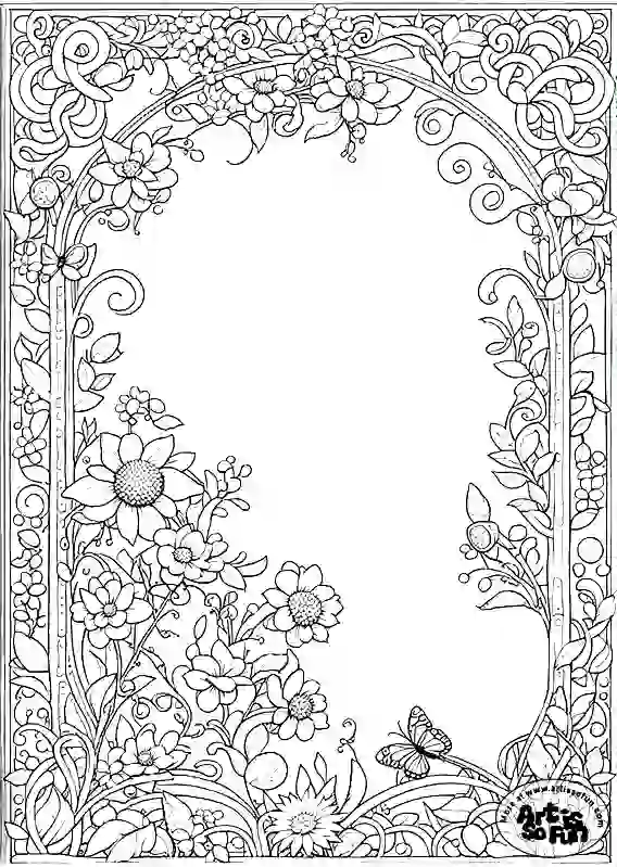 Floral and flowers background coloring page