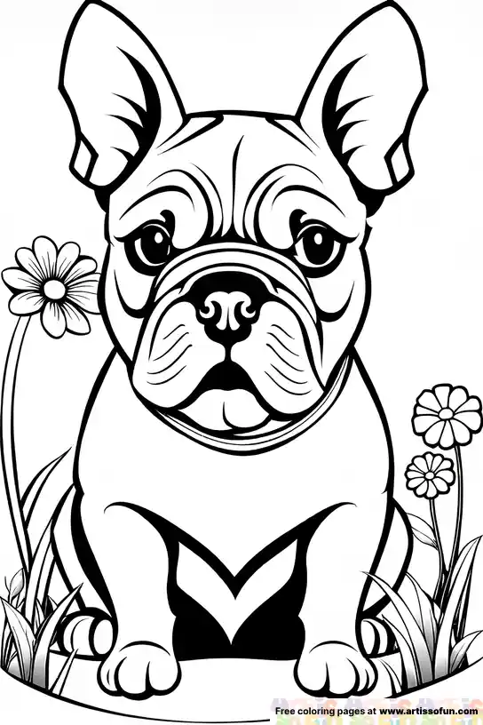 Kids coloring page of a French Bulldog