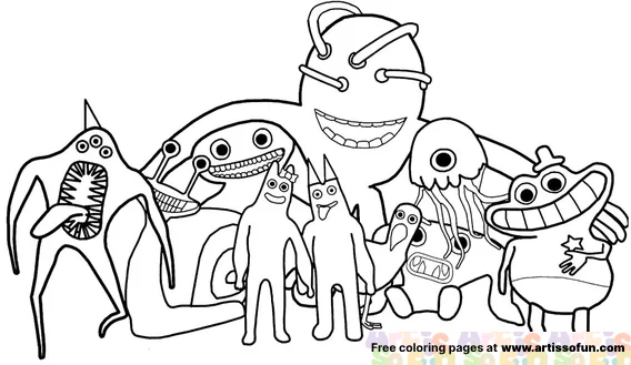 Garten of banban full characters coloring page free