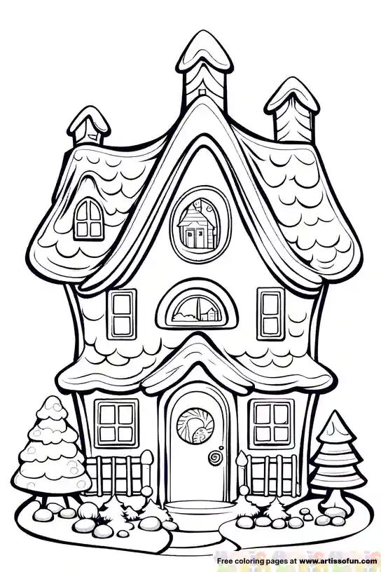 A Folklore oak tree house coloring page
