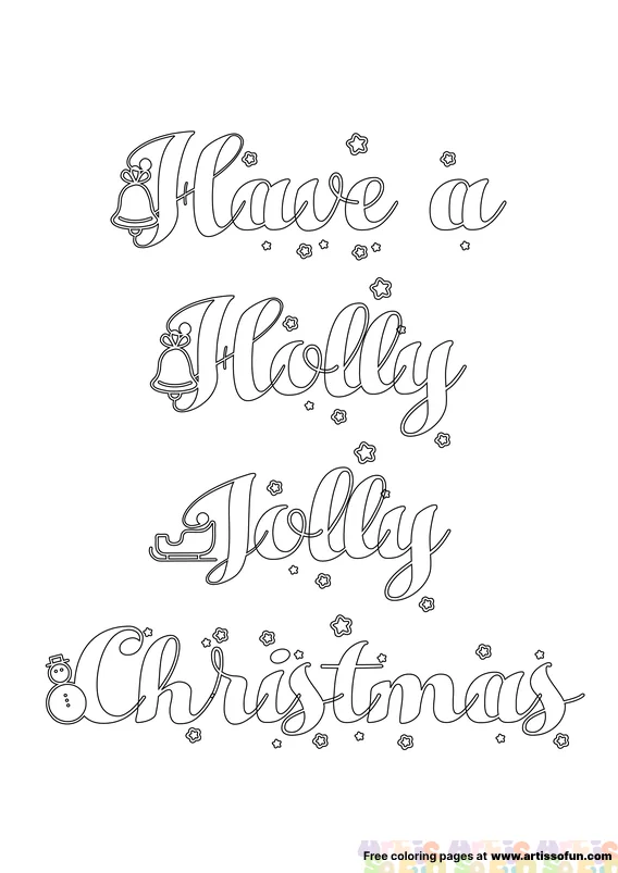 Have a holly jolly christmas text, christmas coloring page free