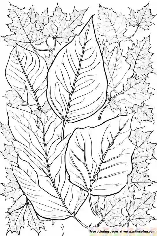 A coloring page of a leave prints