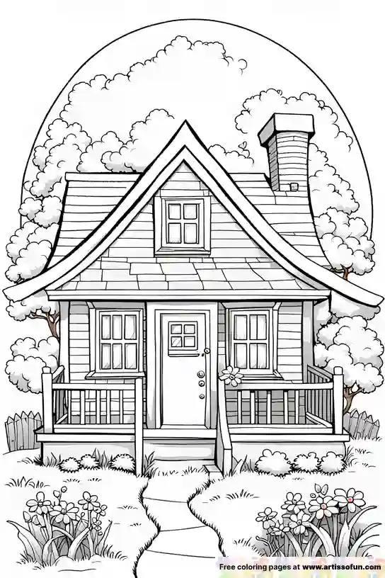 A Log cabin coloring page