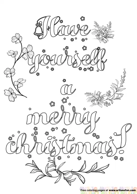 Have yourself a merry christmas text design coloring page free