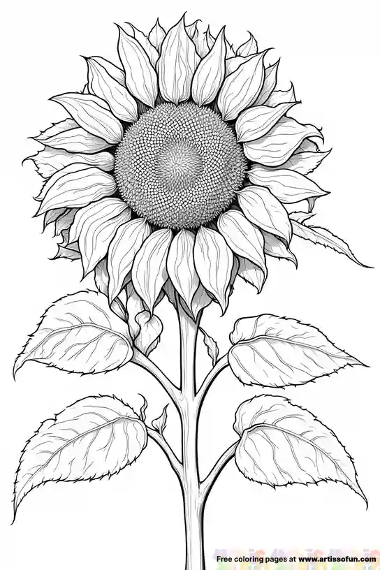 Single strand of Sunflower coloring page