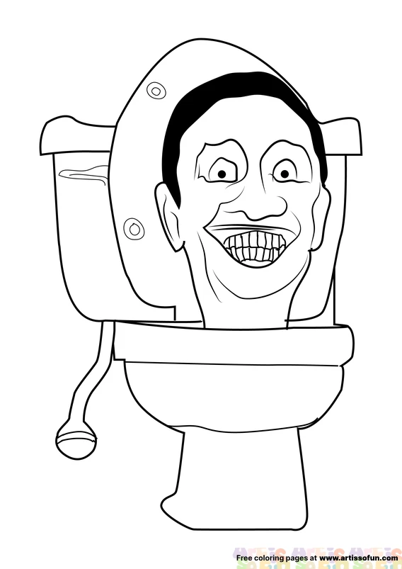 Skibidi toilet scene coloring page free
