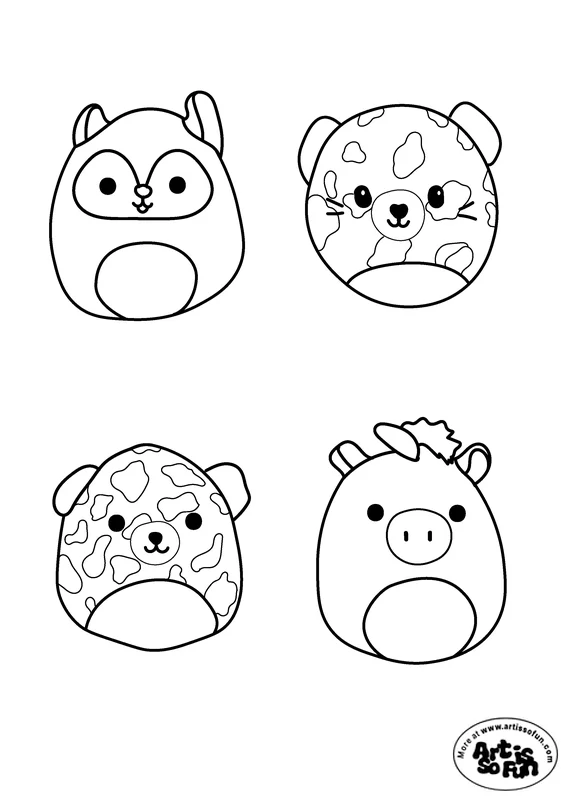 Squishmallows Rossie the Pig and The Pack Coloring Page | Art Is So Fun