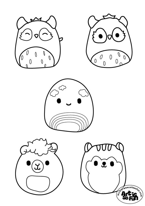 5 squishmallows character for coloring