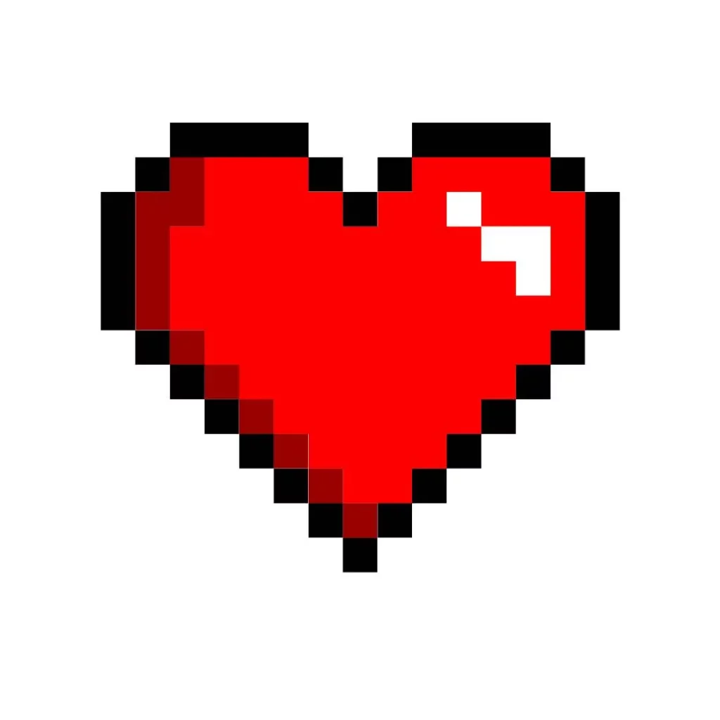 Red heart icon pixel art coloring page
