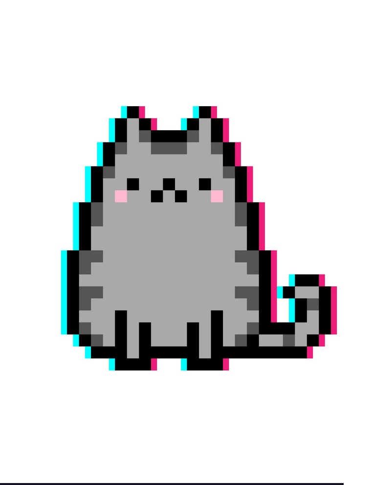 Kitty katty pixel art coloring page