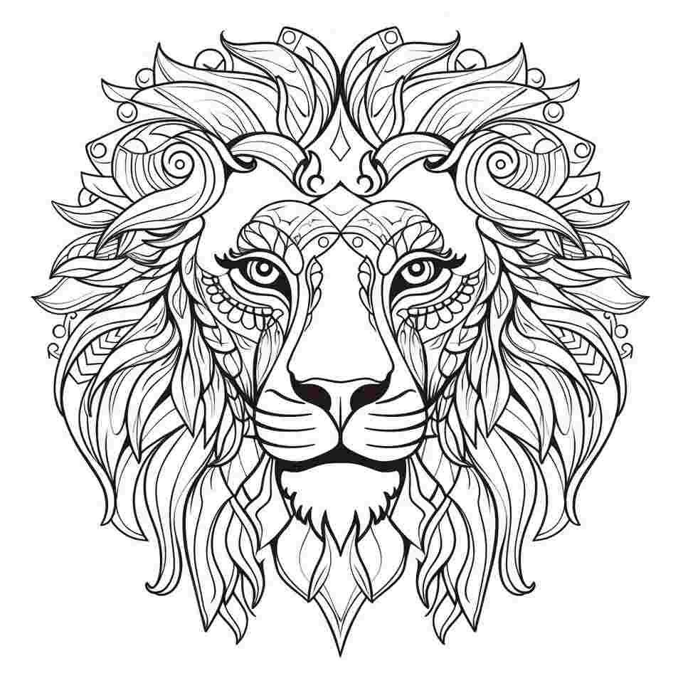 Lion portrait coloring page