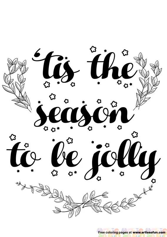 'tis the season to be jolly christmas text design printable